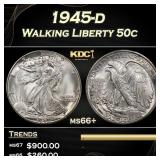 1945-d Walking Liberty Half Dollar 50c ms66+ SEGS