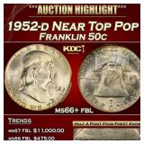 1952-d Franklin Half Dollar Near Top Pop 50c ms66+