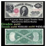 1917 $1 Large Size Legal Tender Note Grades Select
