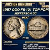 1957 QDO FS-101 Proof Jefferson Nickel TOP POP! 5c
