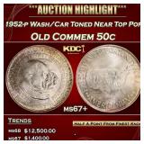 1952-p Wash/Car Old Commem Half Dollar Toned Near