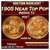 1905 Indian Cent Near Top Pop! 1c ms66 rd SEGS