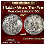 1944-p Walking Liberty Half Dollar Near Top Pop 50
