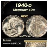 1940-d Mercury Dime 10c ms67 fsb SEGS