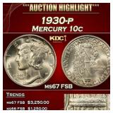 1930-p Mercury Dime 10c ms67 FSB SEGS