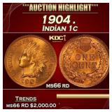 1904 Indian Cent . 1c ms66 rd SEGS