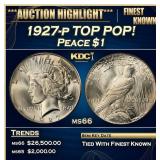1927-p Peace Dollar TOP POP! $1 ms66 SEGS