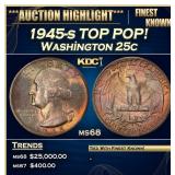 1945-s Washington Quarter TOP POP! 25c Grades ms68