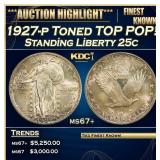 1927-p Standing Liberty Quarter Toned TOP POP! 25c