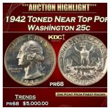 1942 Proof Washington Quarter Toned Near Top Pop 2