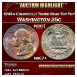 1943-s Washington Quarter Colorfully Toned Near To