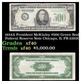 1934A $500 Green Seal Federal Reserve Note Preside