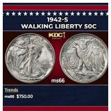 1942-s Walking Liberty Half Dollar 50c Grades ms66