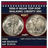 1936-p Walking Liberty Half Dollar Near Top Pop 50