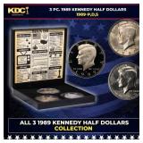Complete 3 PC. 1989 Kennedy Half Dollar 50c set In