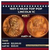 1937-s Lincoln Cent Near Top Pop 1c ms67+ rd SEGS