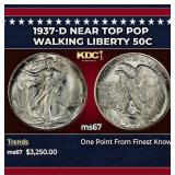1937-d Walking Liberty Half Dollar Near Top Pop 50