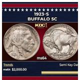 1923-s Buffalo Nickel 5c ms64 SEGS