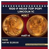 1926-p Lincoln Cent Near Top Pop! 1c ms67 rd SEGS