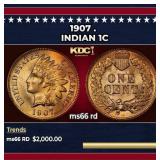 1907 Indian Cent . 1c ms66 rd SEGS