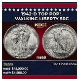1942-d Walking Liberty Half Dollar TOP POP! 50c ms