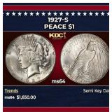 1927-s Peace Dollar $1 ms64 SEGS