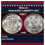 1934-d Walking Liberty Half Dollar 50c Grades ms63