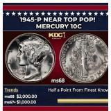 1945-p Mercury Dime Near Top Pop! 10c ms68 SEGS