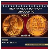 1934-p Lincoln Cent Near Top Pop 1c ms67 rd SEGS