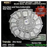 10x **STAR NOTES** 1935 $1 Blue Seal Silver Certif