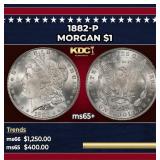 1882-p Morgan Dollar $1 Grades ms65+