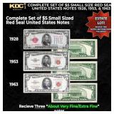 Complete Set of $5 Small Size Red Seal United Stat