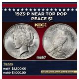 1923-p Peace Dollar Near Top Pop $1 ms67 SEGS