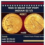 1925-d Gold Indian Quarter Eagle Near Top Pop! $2