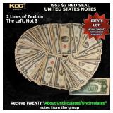 20x 1953 $2 Red Seal United States Note Grades AU/