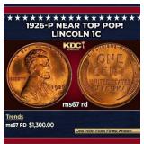1926-p Lincoln Cent Near Top Pop! 1c ms67 rd SEGS