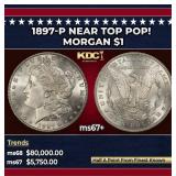 1897-p Morgan Dollar Near Top Pop! $1 ms67+ SEGS