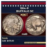 1914-p Buffalo Nickel 5c Grades ms65