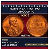 1938-s Lincoln Cent Near Top Pop 1c ms67+ rd SEGS