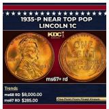 1935-p Lincoln Cent Near Top Pop 1c ms67+ rd SEGS