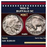 1925-d Buffalo Nickel 5c ms64 SEGS