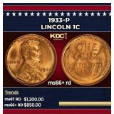 1933-p Lincoln Cent 1c ms66+ rd SEGS