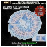 1x 2007-2008 Zimbabwe 100 Trillion Hyperinflation
