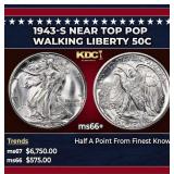 1943-s Walking Liberty Half Dollar Near Top Pop 50