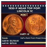 1930-p Lincoln Cent Near Top Pop! 1c ms67+ rd SEGS