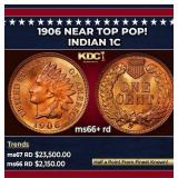 1906 Indian Cent Near Top Pop! 1c ms66+ rd SEGS