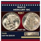 1940-d Mercury Dime 10c ms67 fsb SEGS