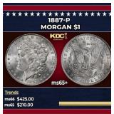 1887-p Morgan Dollar $1 Grades ms65+