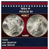 1924-p Peace Dollar $1 ms66+ SEGS