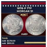 1878-p 7tf Morgan Dollar $1 ms65+ SEGS
